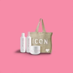 Paquete de Oferta ICON Cure: Champú, Acondicionador y Spray de 250ml + Bolsa de Regalo