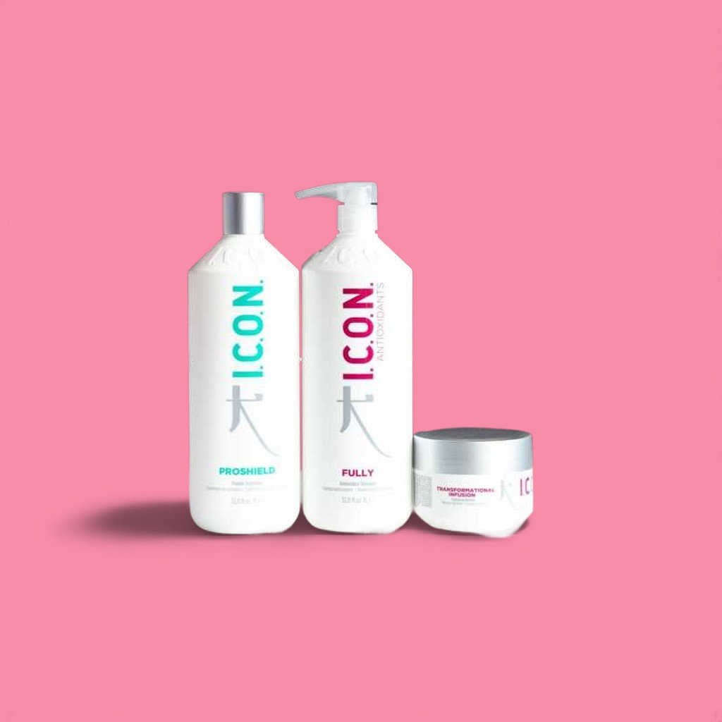 Balík ICON Fine, poškodené vlasy - Celý 1 liter + Proshield 1 liter + Transformácia infúzie