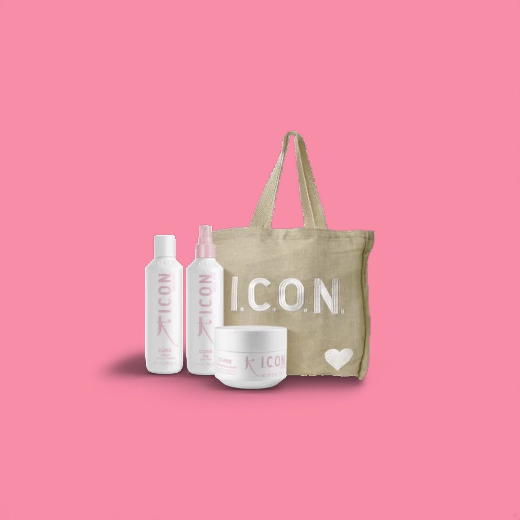 Nabídka ICON Cure Pack: Šampon, Kondicionér, Sprej 250ml + Dárková taška