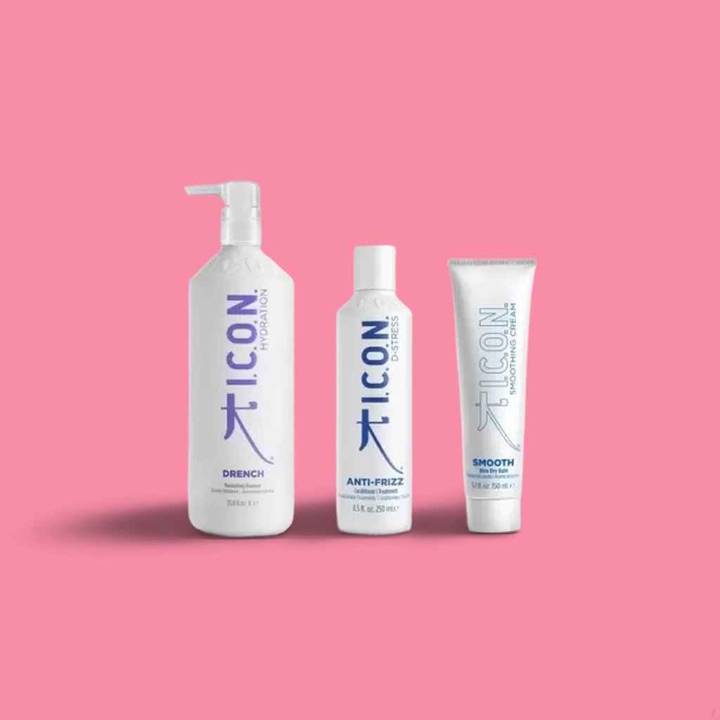 ICON AntiFrizz - Σαμπουάν Ενυδάτωσης 1 Λίτρο, Κοντίσιονερ Κατά του Φριζαρίσματος 250ml και Λάδι Λείανσης 150ml