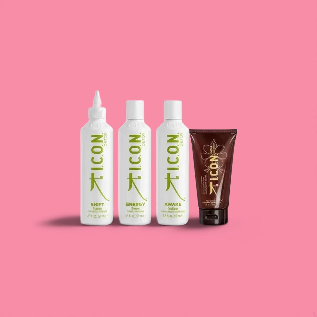 ICON Detox Pack: Shampoo Energizzante + Balsamo Stimolante + Trattamento Shift + Crema per Ricci